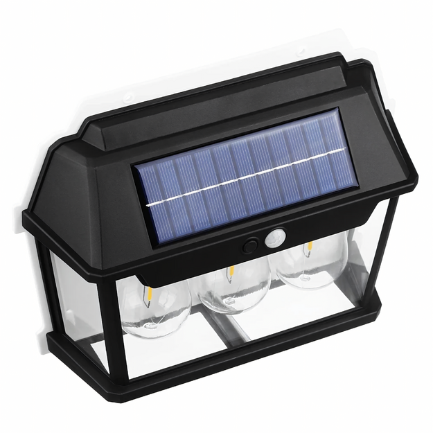 Trīskārša saules LED dārza sienas lampa ar kustības sensoru