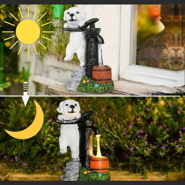 Solar Garden Lamp Decorative Ornament Dog Puppy Led Decoration