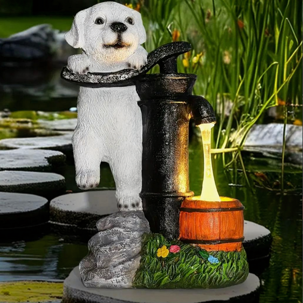 Solar Garden Lamp Decorative Ornament Dog Puppy Led Decoration