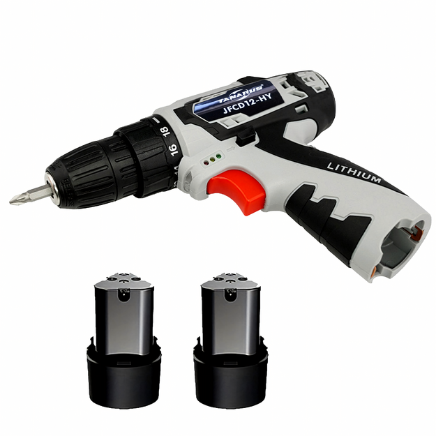 12 V belaidis atsuktuvas su LED atsuktuvų rinkiniu, dėkle, 2 x 1,5 Ah akumuliatoriai