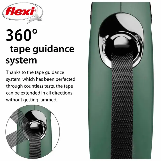 Flexi - Koppel New Classic - S - 5m Band - Olive - Max 15kg