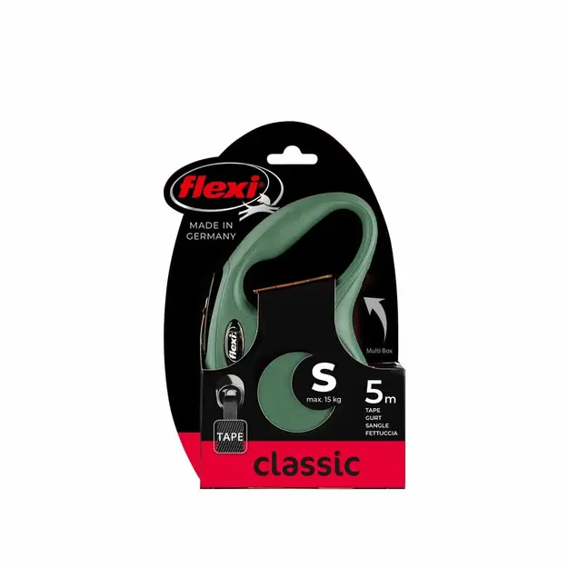 Flexi - Koppel New Classic - S - 5m Band - Olive - Max 15kg
