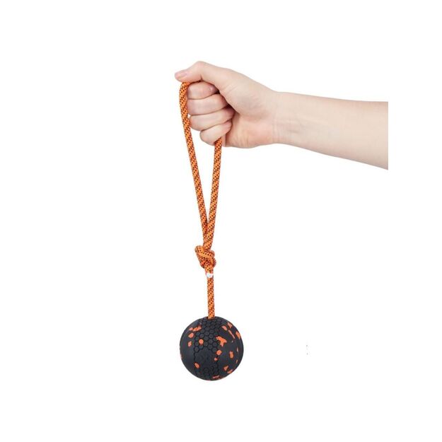 Non-Stop - Ball with rope - Orange/black - 7cm