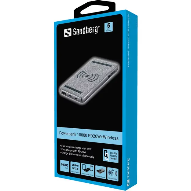 Sandberg - Powerbank 10000 PD20W+Wireless