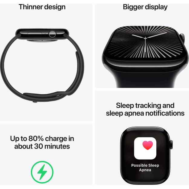 Apple - Watch Series 10 (GPS) - 42 mm Jet Black