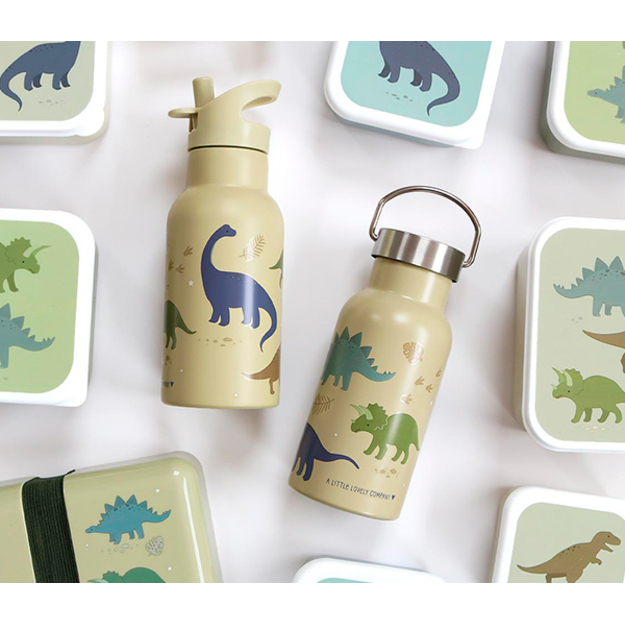 A little lovely company - Stainless steel drinking bottle - Dino - 7.3 x 20 x 7.3 cm