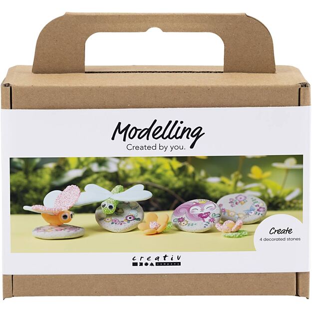 Creative - Mini Craft Kit Modelling, Stone with insect, grey, light pink, light turquoise, 1 pack - ()