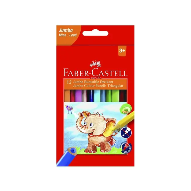 Faber-Castell - Colour pencils triangular Jumbo - Box of 12 (116501)
