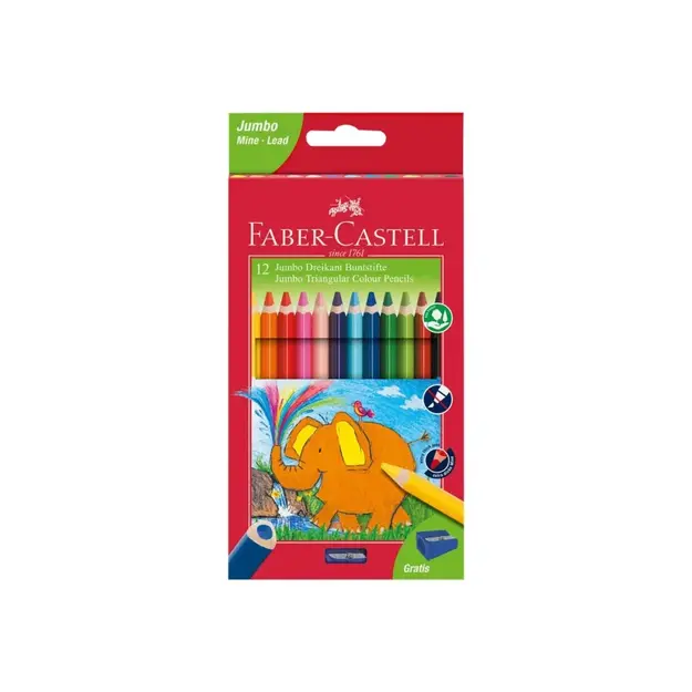 Faber-Castell - Colour pencils triangular Jumbo - Box of 12 (116501)