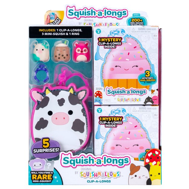 Squishalongs - 2,5 cm Clip-a-long 3 Pack Asst S3 (2520081)