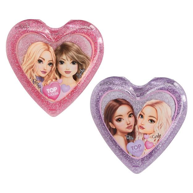 Topmodel - TOPModel Folding Hairbrush with Mirror - Heart Shaped - Transparent Pink and Purple (0413030)
