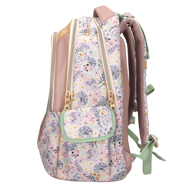 TOPModel - School Backpack SUMMER FEELING - Pastel Shades with Sage-Colored Details - 44x34x24 cm (413304)