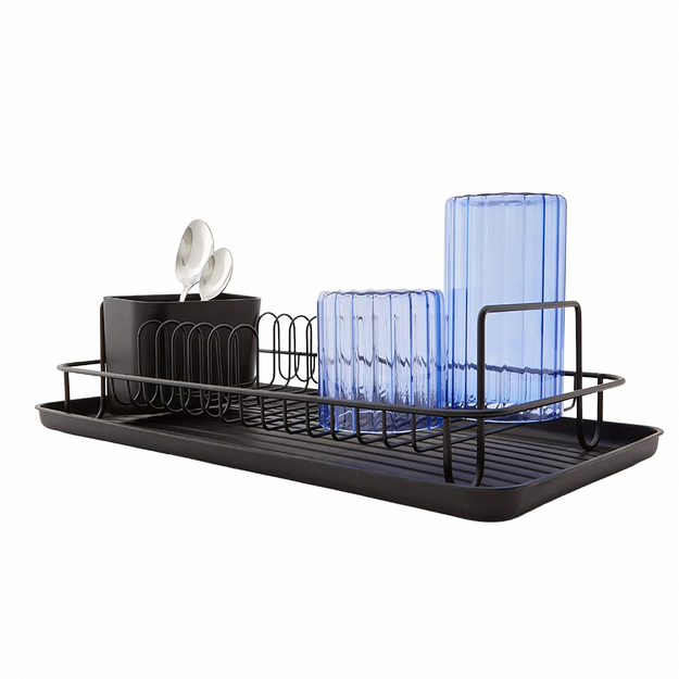 Vieno lygio pastatoma indų džiovyklė su nusausinimo lentyna, juoda, didelė talpa