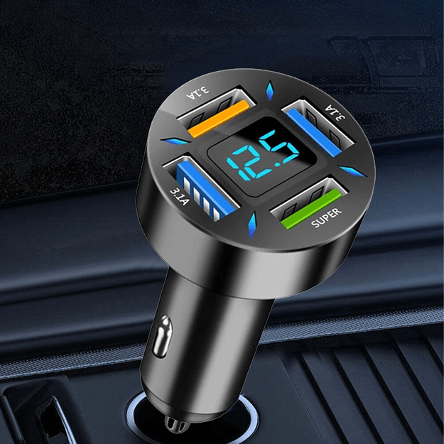 Szybka Mocna Ładowarka 3.1A Samochodowa Led LCD 4 x Usb 66W Quick Charge 19