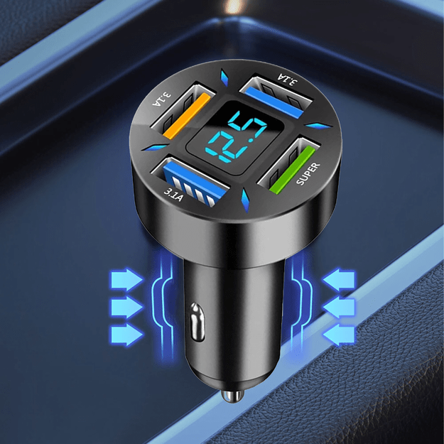 Szybka Mocna Ładowarka 3.1A Samochodowa Led LCD 4 x Usb 66W Quick Charge 21