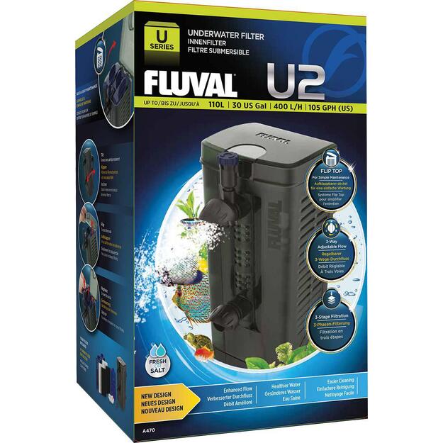 Fluval - Internal Filter U2 400L/H For Aquariums <110L - (126.2470)