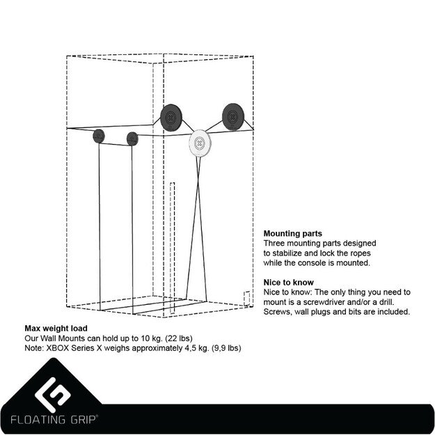 Floating Grip Xbox Series X wall mount Bundle Black