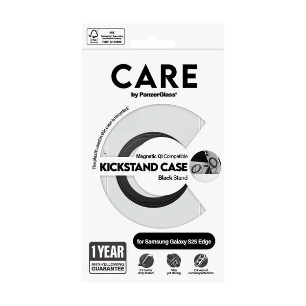 CARE by PanzerGlass - Feature Case Transparent m. Sort Kickstand & Qi Compatible Samsung S25 Edge 1