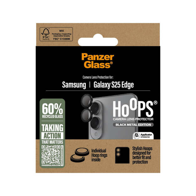 PanzerGlass - Hoops Black Camera Lens Protector Samsung S25 Edge 1