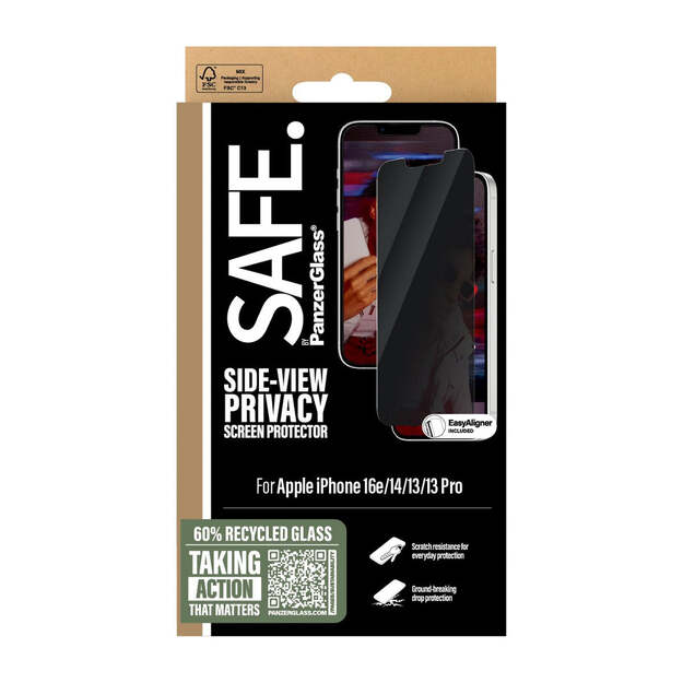SAFE. by PanzerGlass - Privacy Screen Protection - iPhone 16e - 14 - 13 - 13 Pro - Ultra-Wide Fit 1