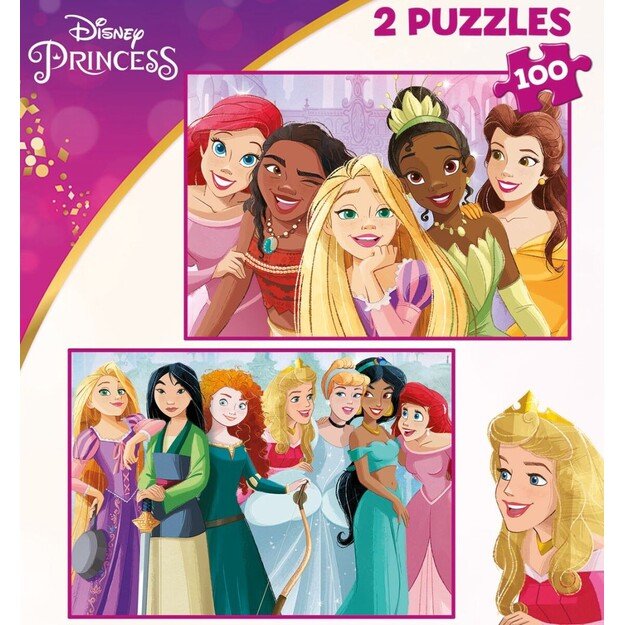 Educa - 2x100 Disney Princess 2 Puzzles Wood (80-19298) 1