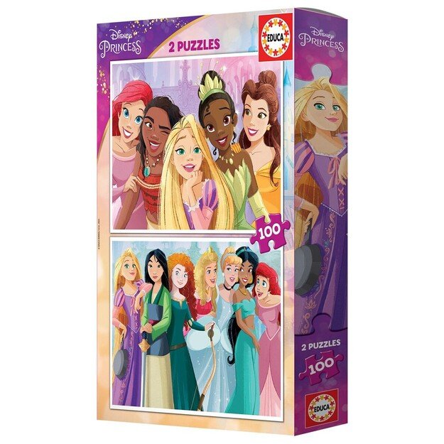 Educa - 2x100 Disney Princess 2 Puzzles Wood (80-19298) 2
