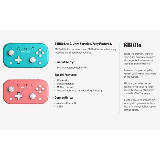 8BitDo Lite 2 BT Gamepad - Turquoise 7