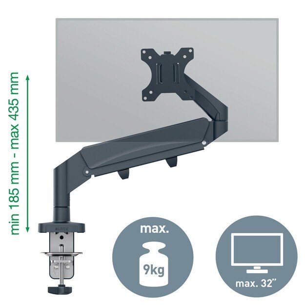 Leitz - Ergo Monitor arm space-saving single - Dark grey