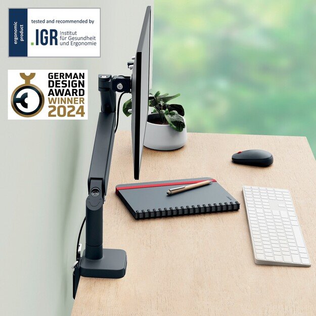 Leitz - Ergo Monitor arm space-saving single - Dark grey