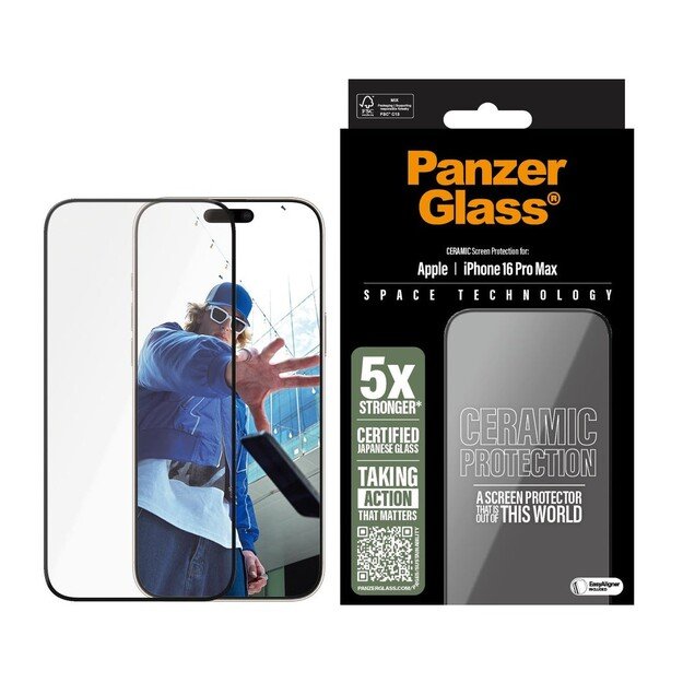 PanzerGlass - Ceramic Screen Protection - iPhone 16 Pro Max - Ultra Wide Fit