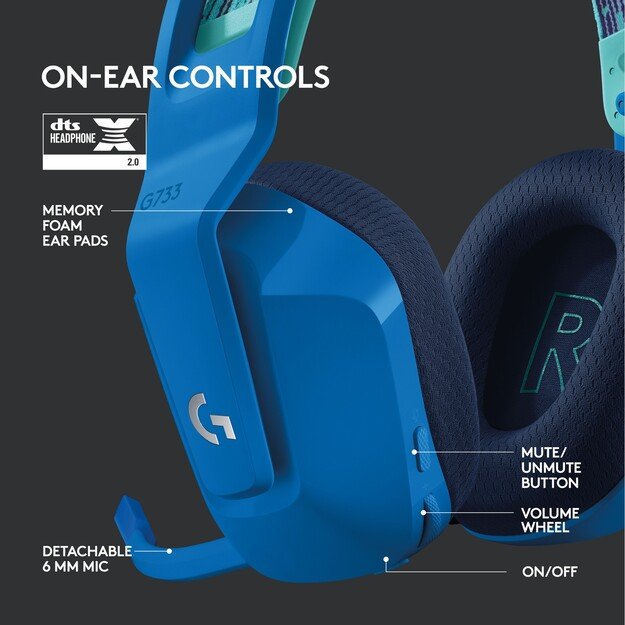 Logitech - G733 LIGHTSPEED Headset - BLUE - 2.4GHZ