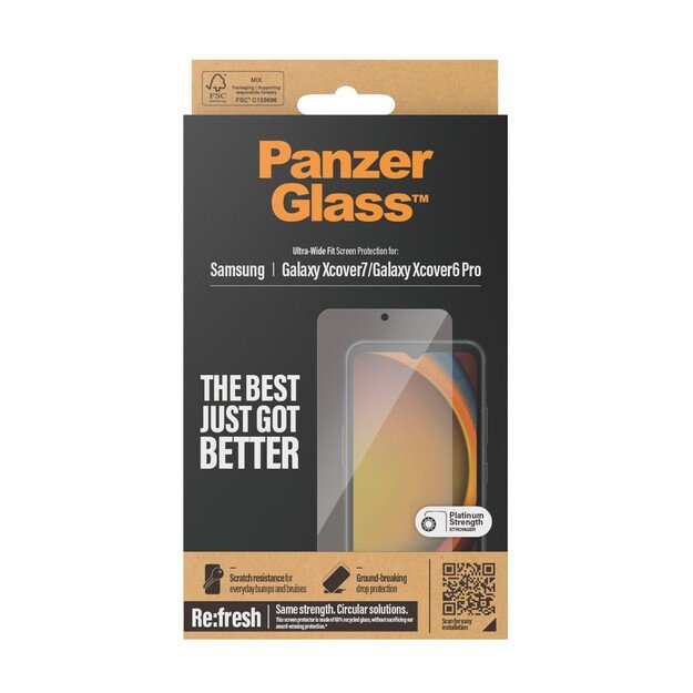 PanzerGlass - Screen Protector - Samsung Galaxy Xcover7/Xcover6 Pro - Ultra-Wide Fit
