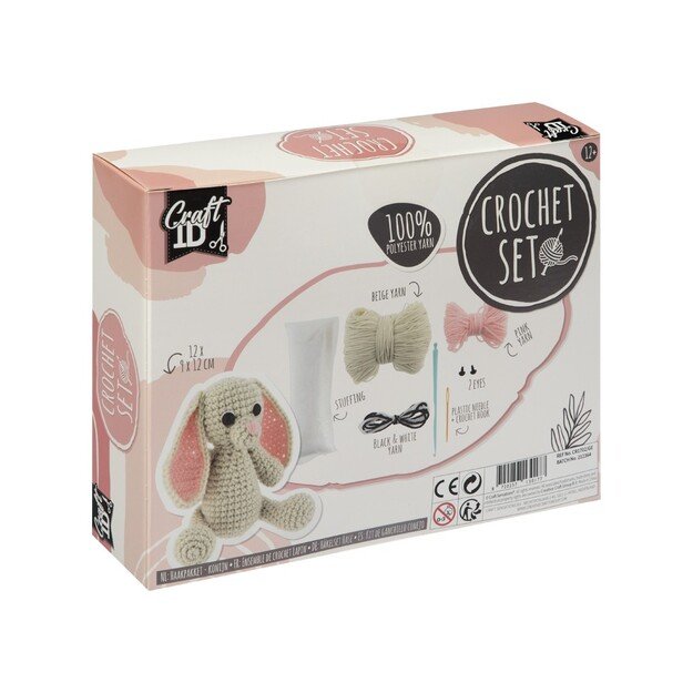 Craft ID - Crochet kit bunny, 12x9x12cm - (K-CR1702/GE)