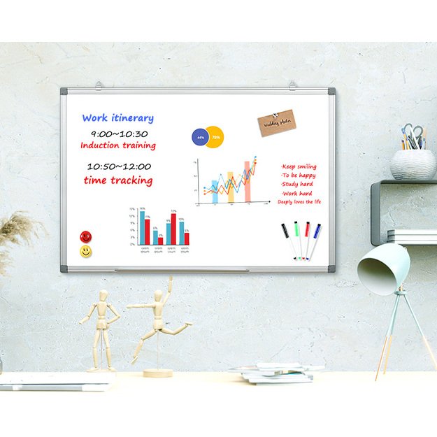 BIAŁA TABLICA MAGNETYCZNA SUCHOŚCIERALNA MARKERY RAMA ALUMINIOWA 100x70 18