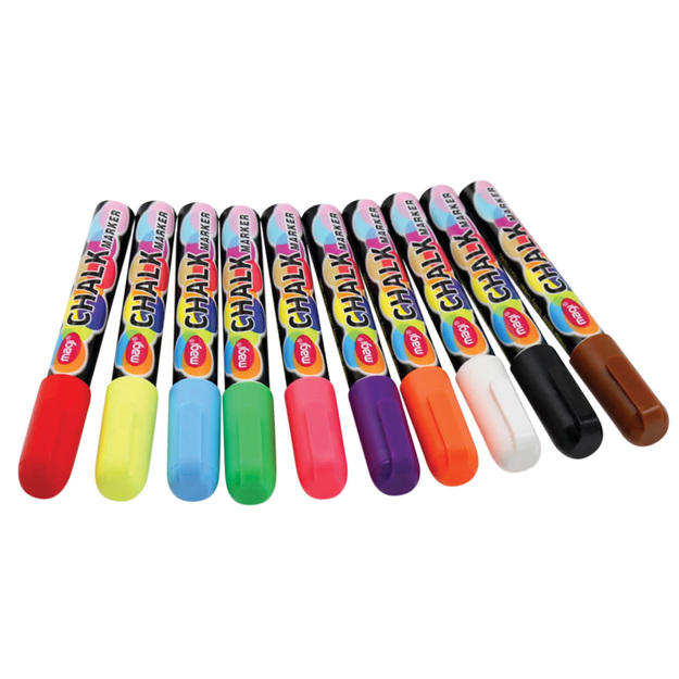 Kreidiniai žymekliai lentoms, mišrių spalvų rinkinys, 10 vnt. sausų valomųjų žymeklių