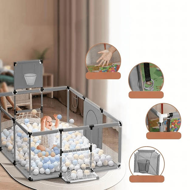 Kojec Dziecięcy Plac Zabaw Suchy Basen dla Dzieci 235x129cm Boisko Piłki 10