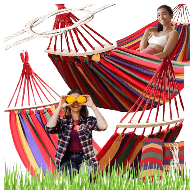 Double Garden Hammock Swing XXL 250x150 Reinforced 280 kg Bag