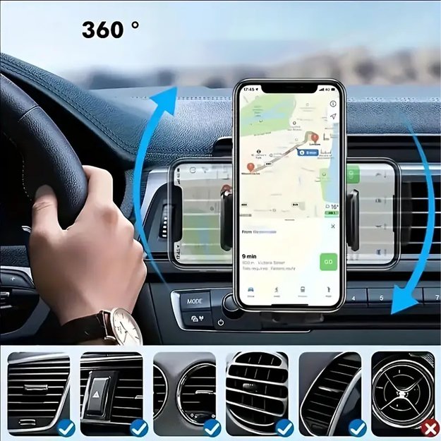 UCHWYT SAMOCHODOWY STABILNY DO KRATKI NA TELEFON KOKPIT SZYBE PEWNY ZESTAW 22