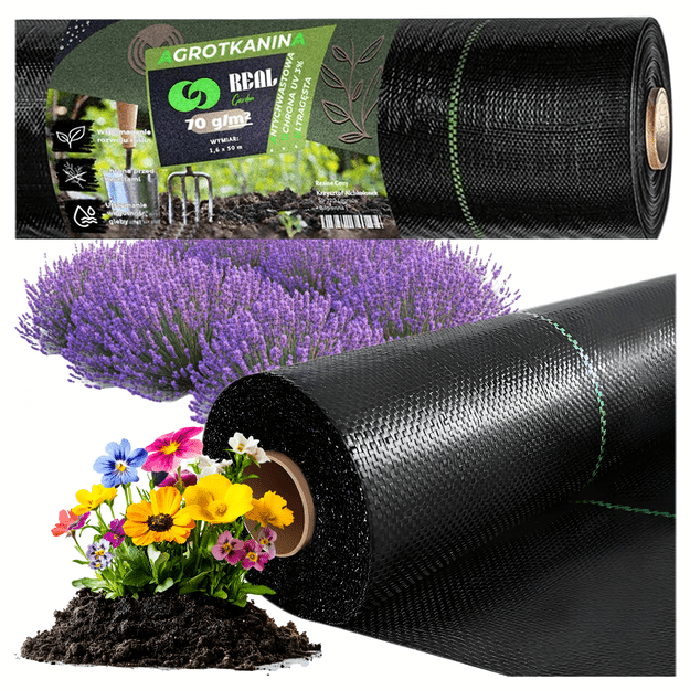 Agrowłóknina 70g 1,6m x 50m Czarna UV Agrotkanina Mata Antychwastowa