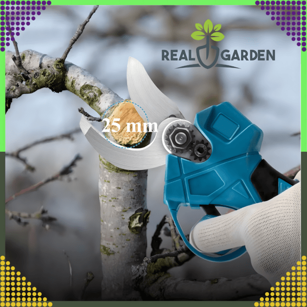 Sodo genėtuvas krūmų šakoms, rankinės žirklės, galingas 2 akumuliatorių rinkinys