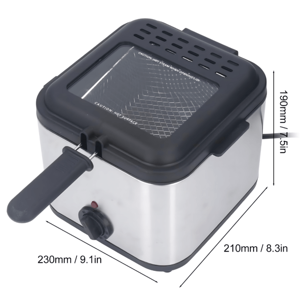 Tradicinė gruzdintuvė su aliejumi, 2,5 l, žuvies kepimui, galinga 1000 W