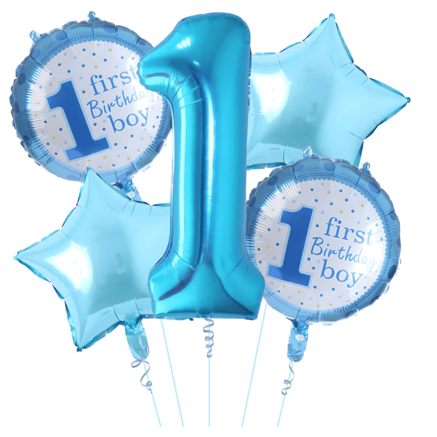 Balloons for 1st Birthday Boy Set of 5 Stars Balloon