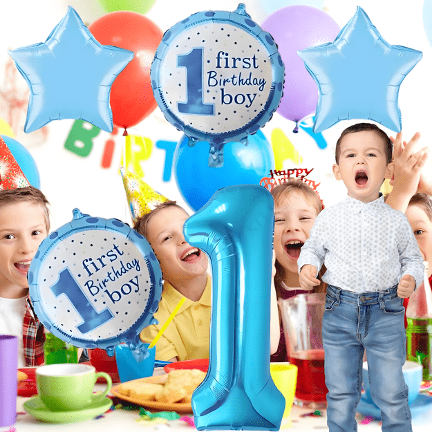 Balony na 1 Urodziny Roczek Chłopiec Zestaw 5 szt Gwiazdki Balon  7