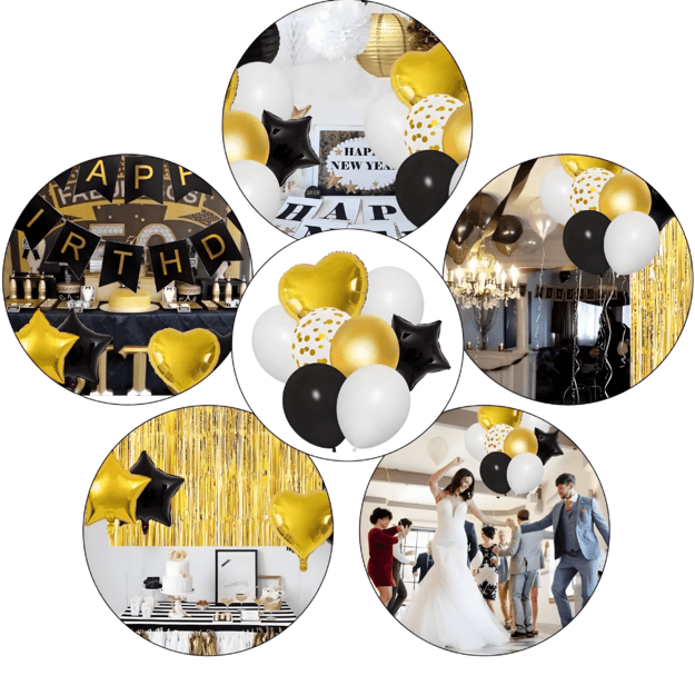 Balloon Decoration Set 30th Birthday Balloons Curtain Wall Black Gold