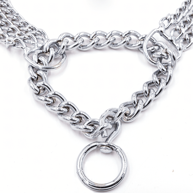 Mocna Obroża Zaciskowa Metalowa Łańcuszkowa 3 Rzędy dla Psa 45 cm Łańcuch 18
