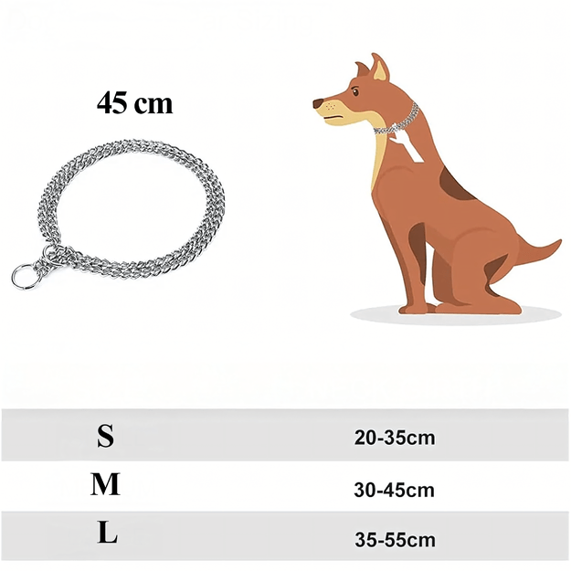Mocna Obroża Zaciskowa Metalowa Łańcuszkowa 3 Rzędy dla Psa 45 cm Łańcuch 25