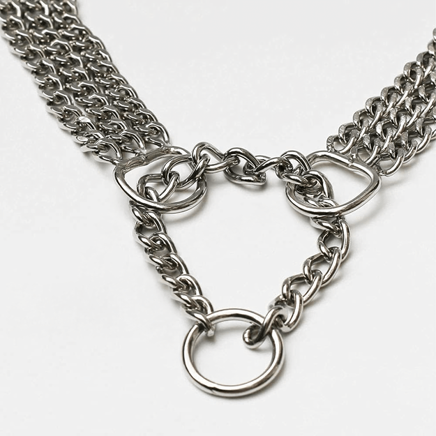 Mocna Obroża Zaciskowa Metalowa Łańcuszkowa 3 Rzędy dla Psa 45 cm Łańcuch 24