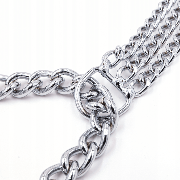 Mocna Obroża Zaciskowa Metalowa Łańcuszkowa 3 Rzędy dla Psa 45 cm Łańcuch 19