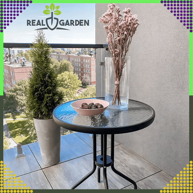 45 x  Stolik Szklany Hartowany Kawowy na Balkon Taras Patio Okrągły Czarny 60 cm 14