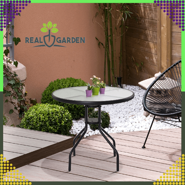 45 x  Stolik Szklany Hartowany Kawowy na Balkon Taras Patio Okrągły Czarny 60 cm 12
